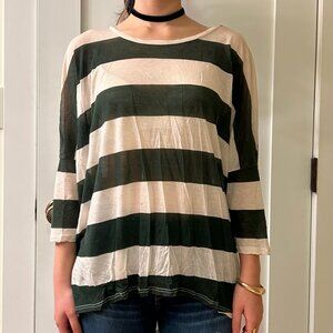 Sparkle and Fade green and beige stripe shirt Size M
